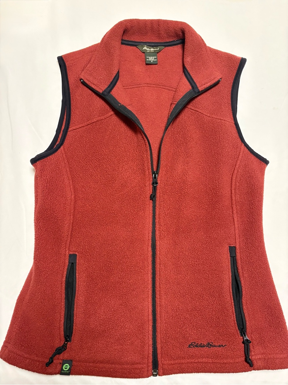 Eddie Bauer Rust Red Sleeveless Full-Zip Fleece Vest